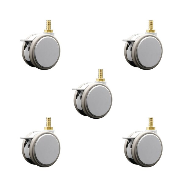 Service Caster 3 Inch MRI Safe Casters with Brakes, 10mm Threaded Stem, Set of 5, SCC, 5PK SCC-TS02S75-TPR-GRY-B-M10X22-MRI-5 - main